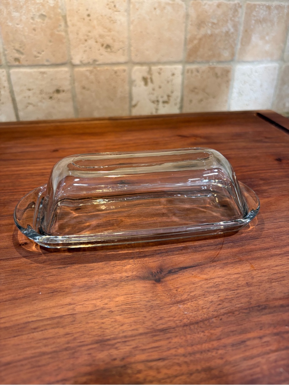 Vintage Anchor Hocking Clear Glass Butter Dish with Lid